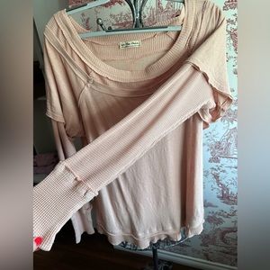 Waffle knit long sleeve T- shirt